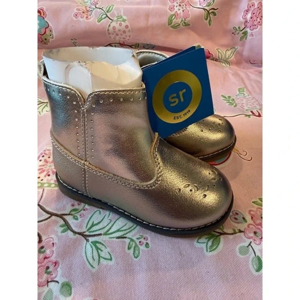 Stride Rite NWT Gold Shiny Boots Toddler 6.5